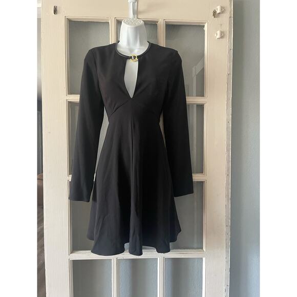 Halston‎ Heritage Long-Sleeve Turn-Lock Empire-Waist Dress - Picture 2 of 8